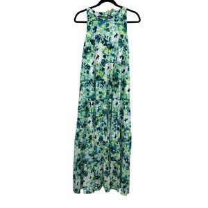 Torrid Green Floral Washable Gauze Maxi Halter Tiered Dress Women's Plus Size 0X